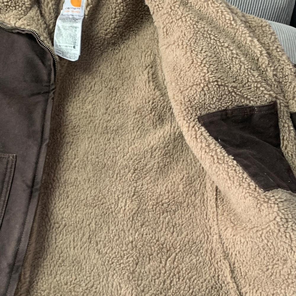 Carhartt women's size medium Dark Brown Jacket Fleece lining duck - Picture 12 of 13